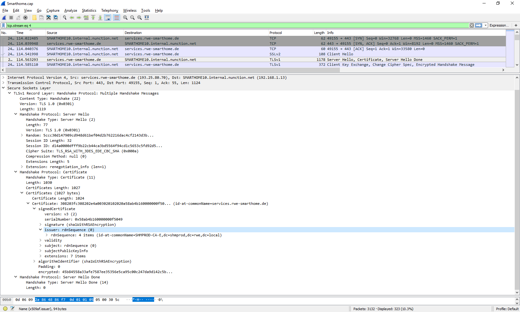 TLS Handshake für services.rwe-smarthome.de